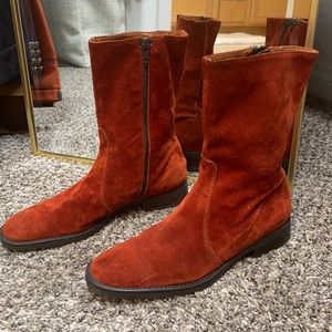 J Crew suede booties, burnt orange